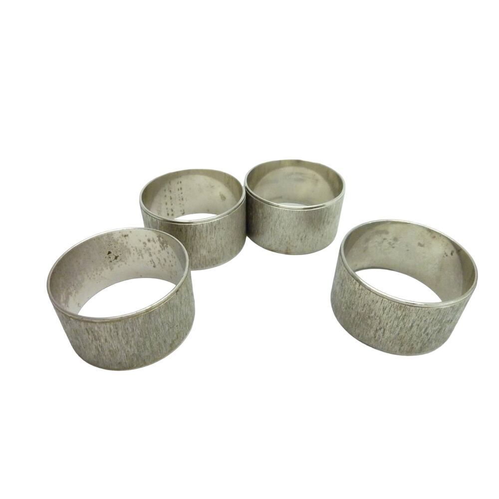 Vintage Napkin Rings Holder Textured Steel Set of 4